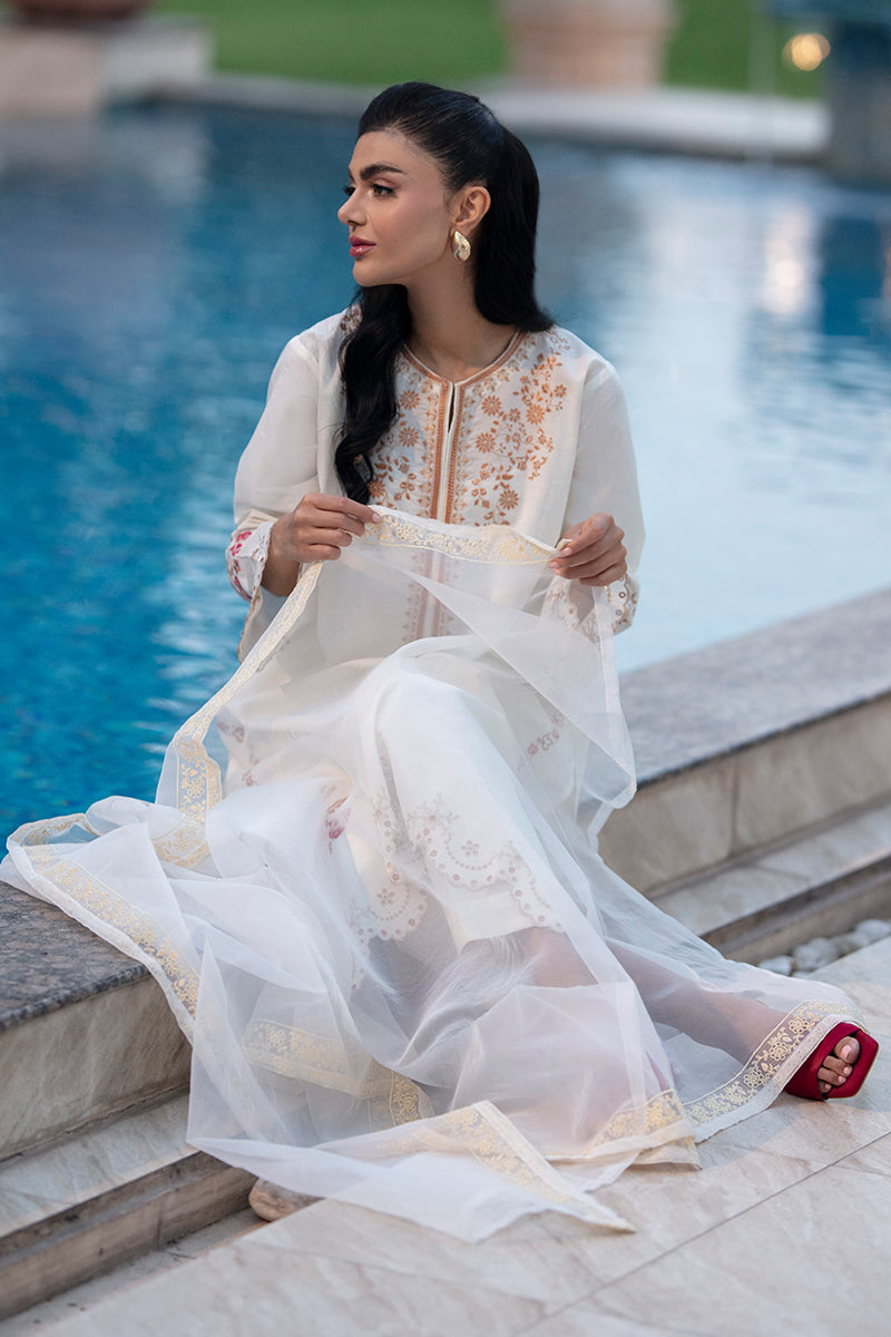 Pearl White Organza Dupatta