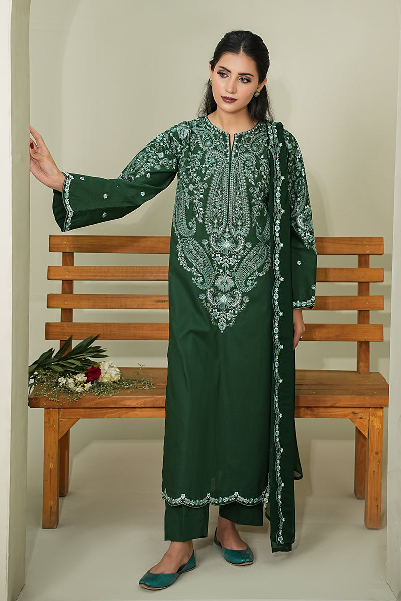 FORST GREEN CHIFFON DUPATTA