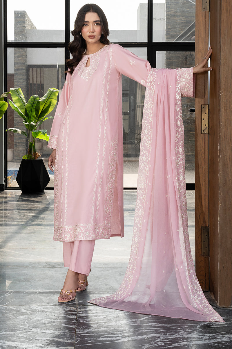 Pink Floret Chiffon Dupatta