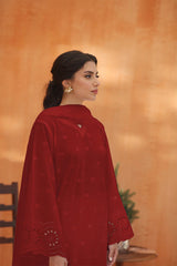 Carmine 3pc With Plain Chiffon Dipatta