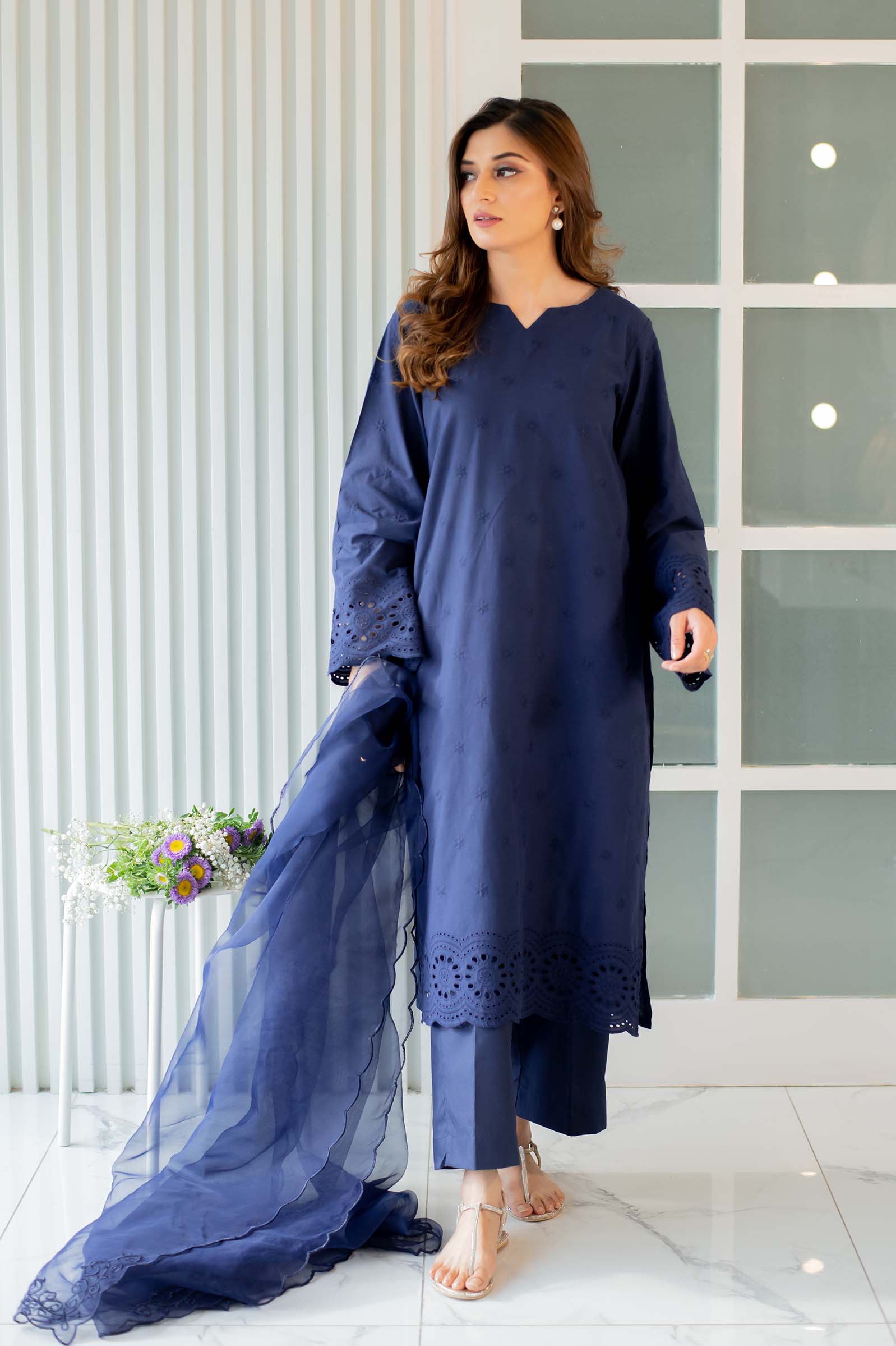 Chikankari 2Pc Suit(Blue) COORDSTUDIO Chikankari 2Pc Suit(Blue) COORDSTUDIO